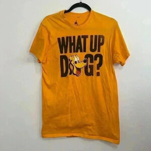 ❤️Disney Park 2018 What Up Dog? Pluto Yellow T  Shirt size L